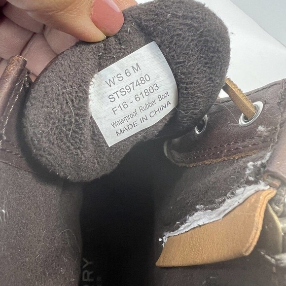 Sperry Top Sider Saltwater Duck Rain Boots Size 6 Brown Leather Rubber - Picture 7 of 10